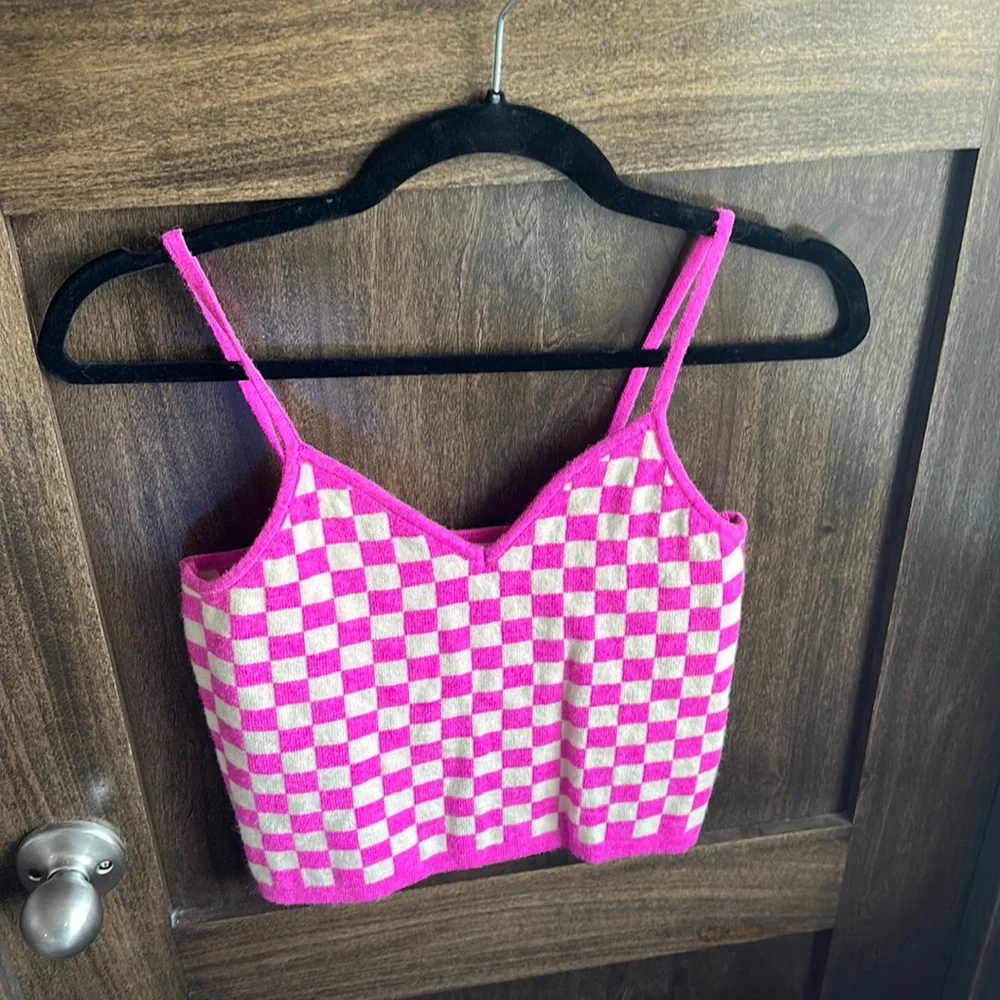 Pink and tank checkered tank! - Picture 1 of 3
